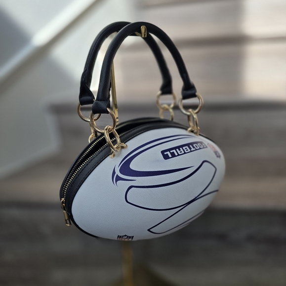 Football Design Women's Handbag - Black and White - Picture 4 of 12